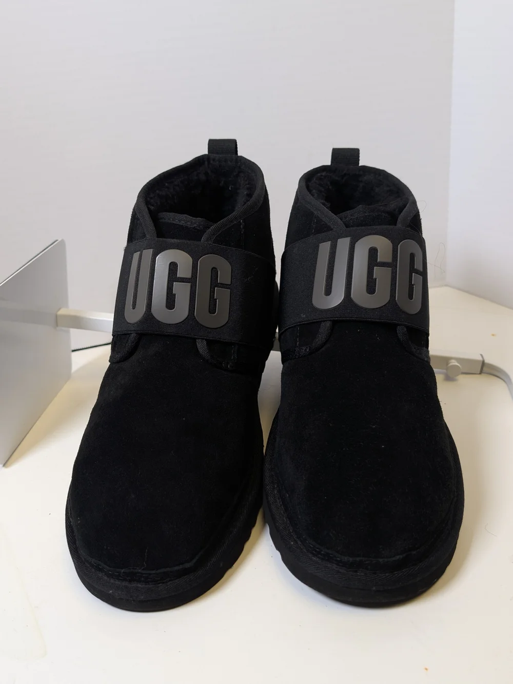 UGG Men Black Suede Chukka Boots with Logo Strap